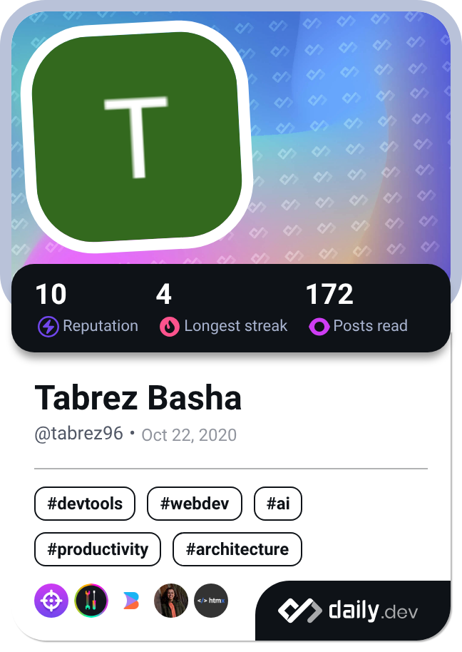 Tabrez Basha's Dev Card