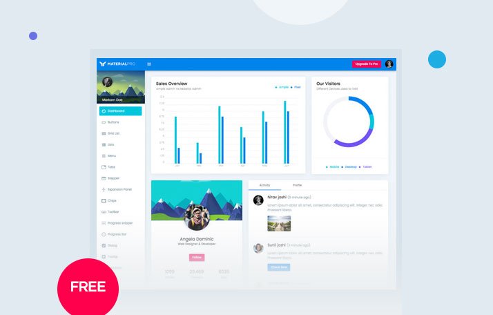 MaterialPro Free Tailwind React Admin Template Demo Screenshot